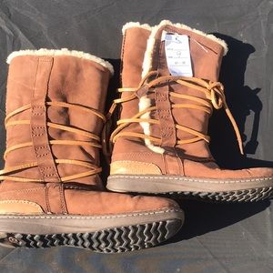 UGG Tan Winter Boots with White Trim